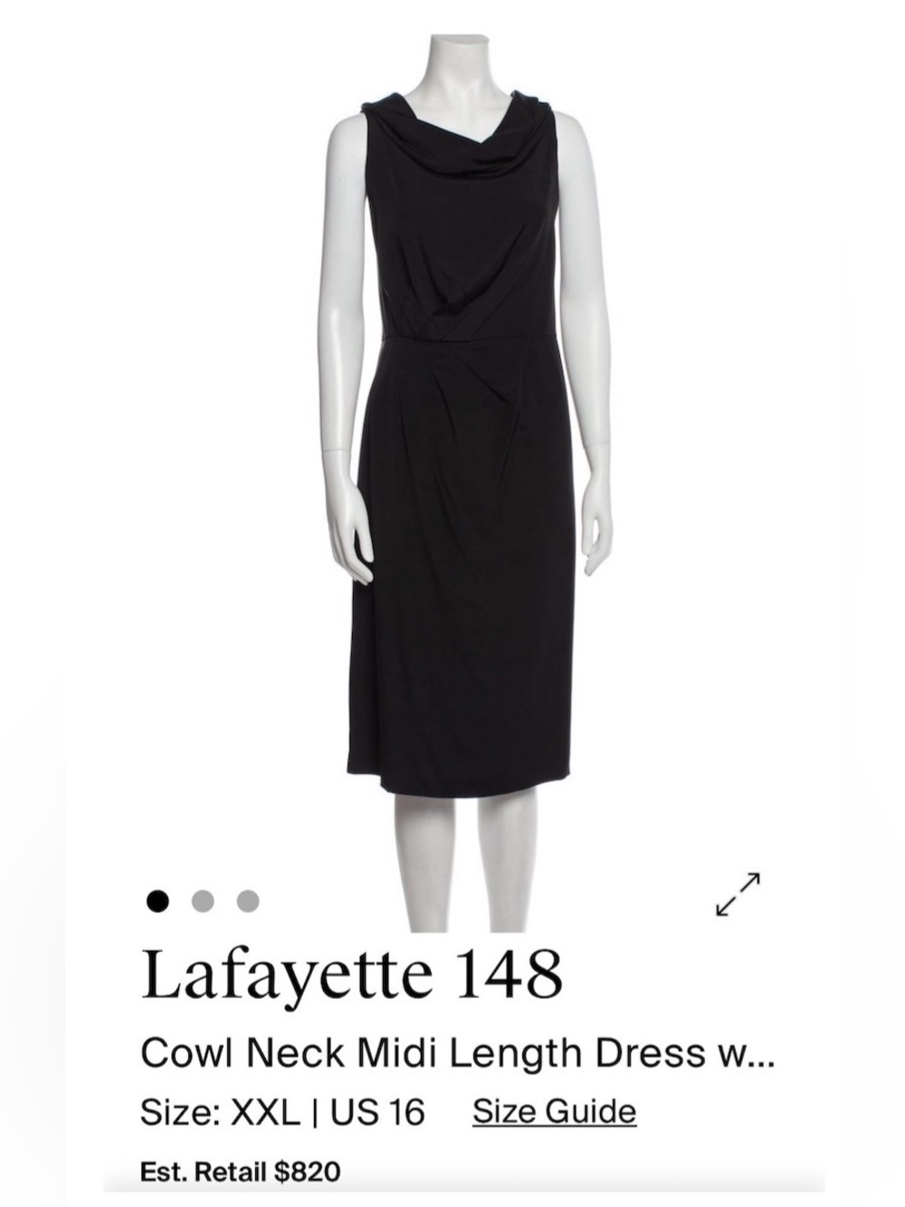 Lafayette 148 New York Black Cowl-Neck Midi Dress